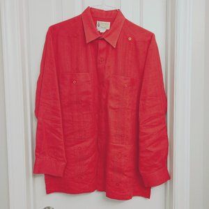 Men's Large Vintage Guayabera Long Sleeve Shirt by Ramon Puig